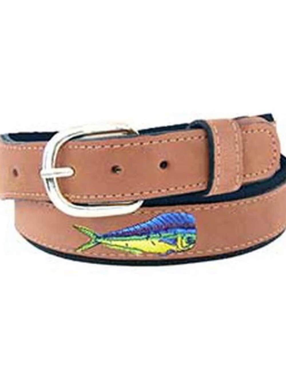 West Marine Men’s Embroidered Dolphin Fish Belt Size 38 NWOT
